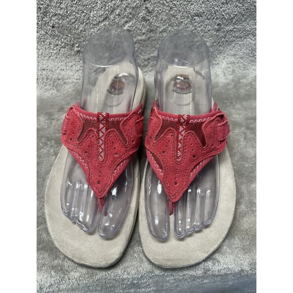 Earth Spirit Women’s 9.5 Gelron 2000 Sandals Pink Suede Leather Boho Flip Flops - Picture 1 of 7